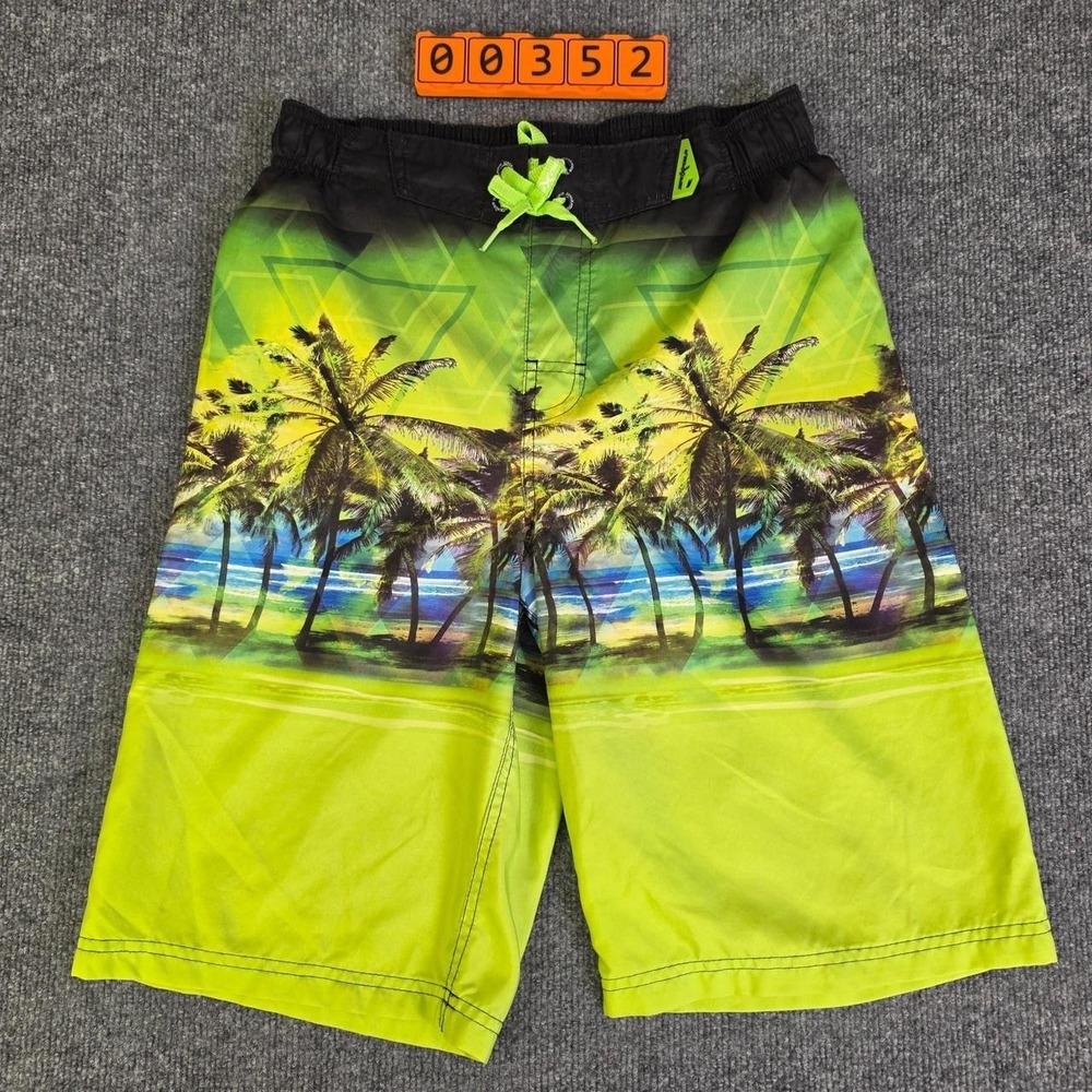 ZeroXposur Boys Swim Trunks with palm trees and beach scene graphic Size 14/16